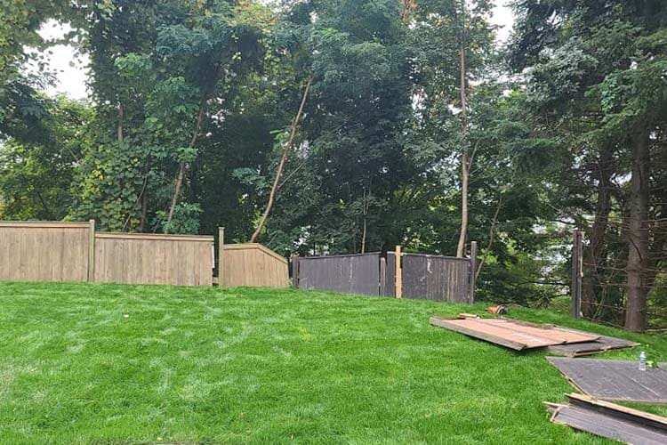 Vinyl privacy fence installation before